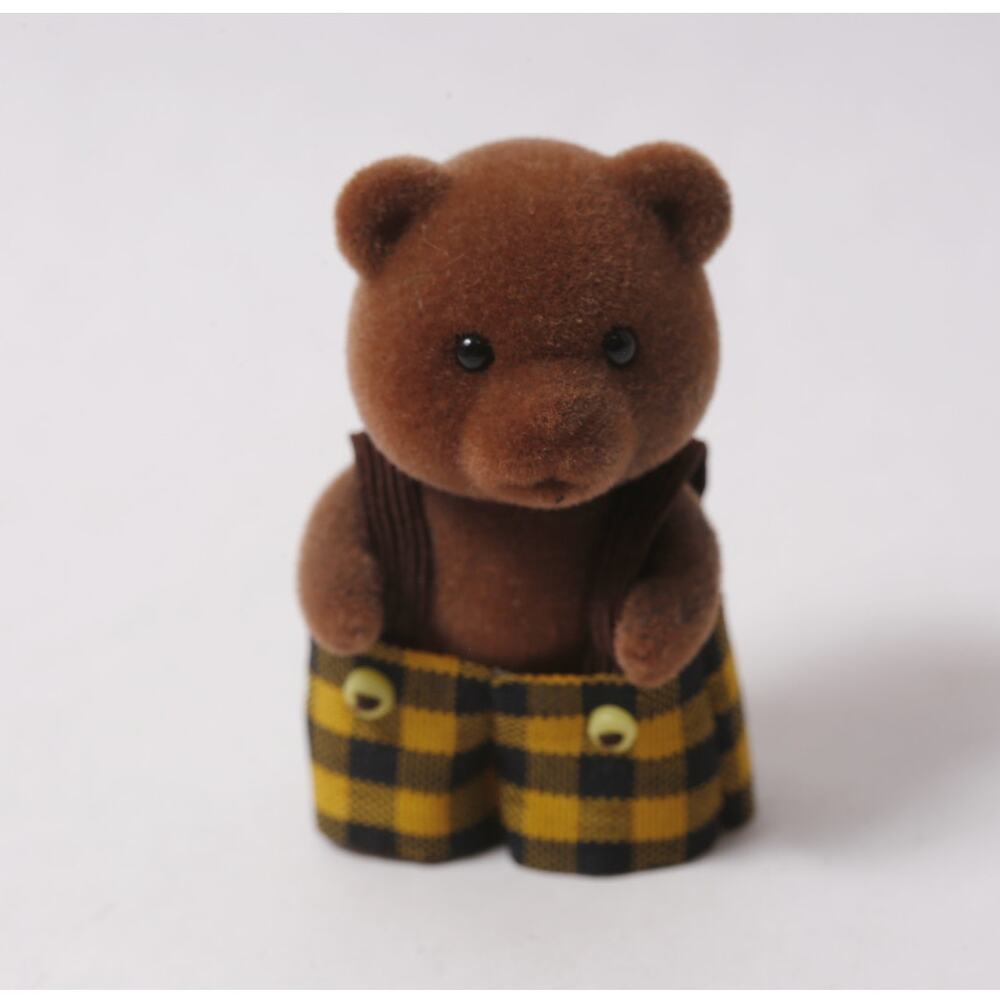 1980s Sylvanian Families Timbertop Bear Brother Flocked Doll ~ 260812-WH 1244